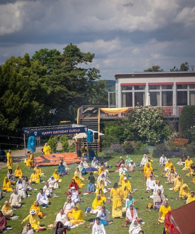Fire bowls on grass close-up